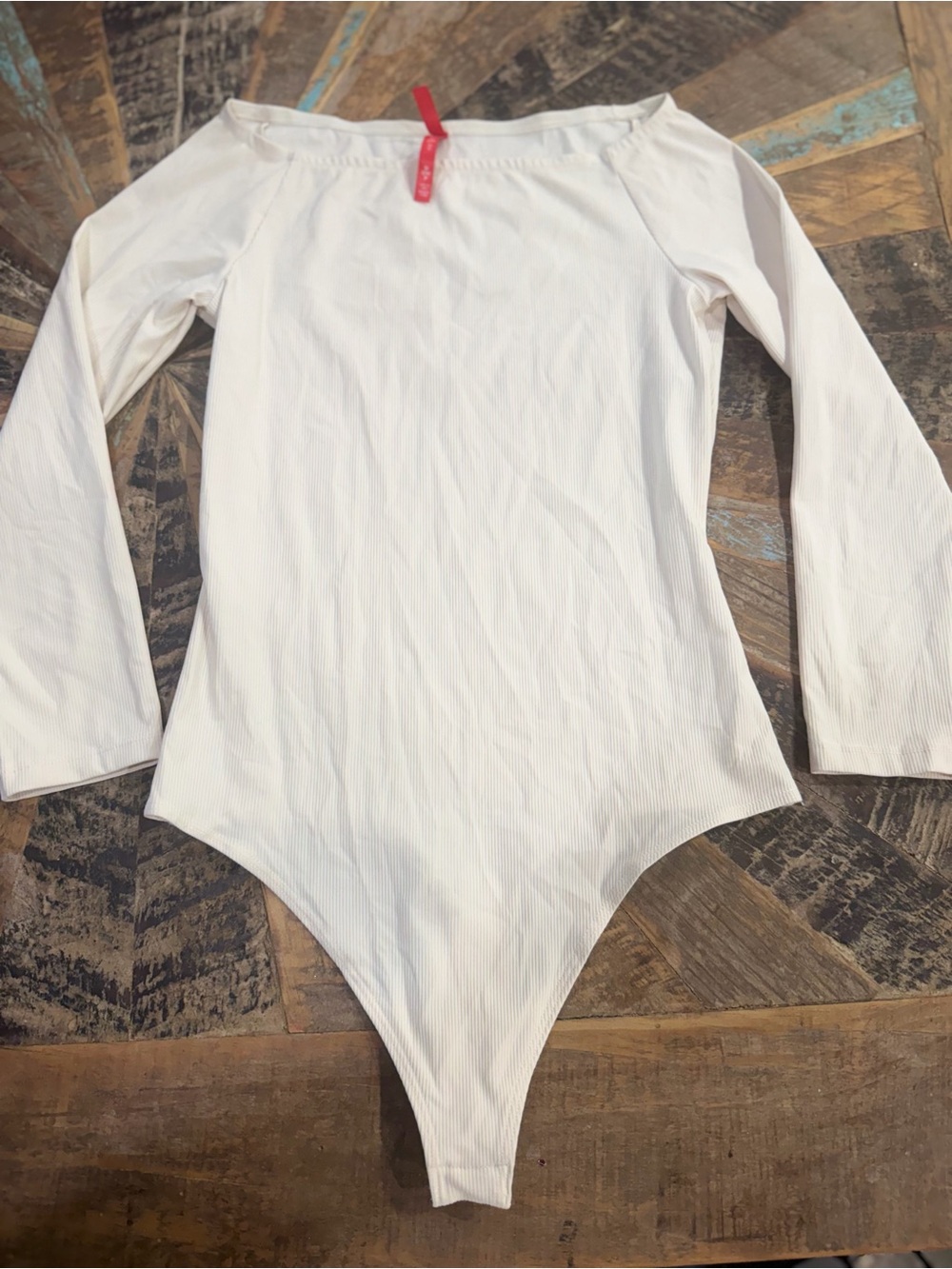 SPANX White Ribbed Long-Sleeve Women’s Bodysuit